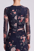 Load image into Gallery viewer, Floral Ivory A Line Round Neck Long Formal Dress with Sleeves