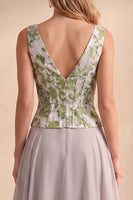 Load image into Gallery viewer, A Line Light Grey Floral Coeset V-Neck Long Wedding Guest Dress