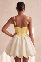 Load image into Gallery viewer, Yellow Corset Dragonfly Printed A Line Short Bubble Cocktail Dress