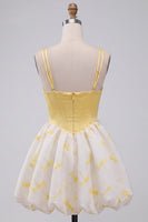 Load image into Gallery viewer, Yellow Corset Dragonfly Printed A Line Short Bubble Cocktail Dress