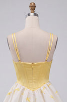 Load image into Gallery viewer, Yellow Corset Dragonfly Printed A Line Short Bubble Cocktail Dress