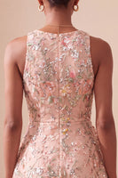 Load image into Gallery viewer, Light Pink Sparkly Sequin Floral A-Line Mini Cocktail Dress with Ruffles