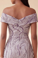 Load image into Gallery viewer, Sparkly Lilac Off the Shoulder Tight Ruched Sequin Short Cocktail Dress