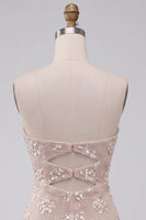 Load image into Gallery viewer, Sparkly Ivory Strapless Sequin Tight Short Cocktail Dress with Keyhole