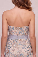 Load image into Gallery viewer, Sparkly Light Grey Tight Beaded Floral Mini Cocktail Dress with Bow