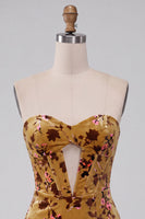 Load image into Gallery viewer, Ginger Yellow Sweetheart Floral Corset Velvet Tight Short Cocktail Dress