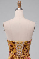 Load image into Gallery viewer, Ginger Yellow Sweetheart Floral Corset Velvet Tight Short Cocktail Dress