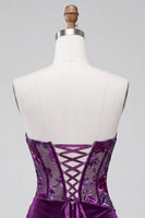 Load image into Gallery viewer, Plum Floral Strapless Corset Tight Mini Cocktail Dress