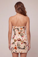 Load image into Gallery viewer, Floral Champagne Tight Velvet Short Cocktail Dress with Keyhole
