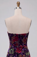 Load image into Gallery viewer, Black Floral Fringed Tight Strapless Short Cocktail Dress