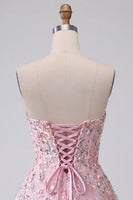 Load image into Gallery viewer, Sparkly Blush Sequin Floral A Line Mini Cocktail Dress