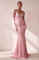 Load image into Gallery viewer, Sparkly Pink Thick Straps Mermaid Sequin Long Evening Dress