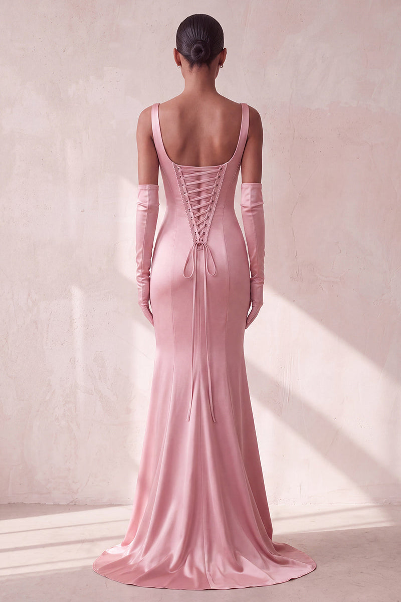 Load image into Gallery viewer, Sparkly Pink Thick Straps Mermaid Sequin Long Evening Dress