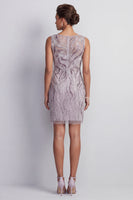 Load image into Gallery viewer, Sparkly Lilac Boat Neck Beaded Bodycon Short Evening Dress