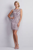 Load image into Gallery viewer, Sparkly Lilac Boat Neck Beaded Bodycon Short Evening Dress