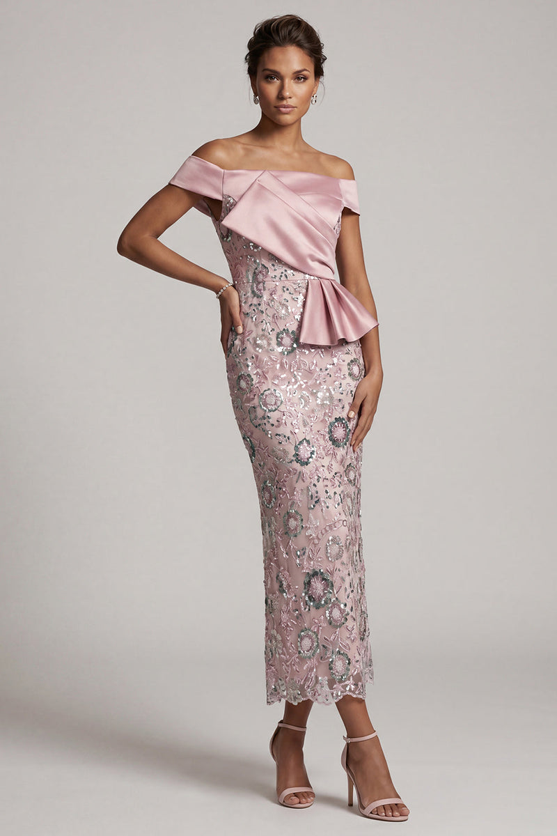 Load image into Gallery viewer, Sparkly Light Pink Sequin Sheath Ruffled Maxi Evening Dress with Sash