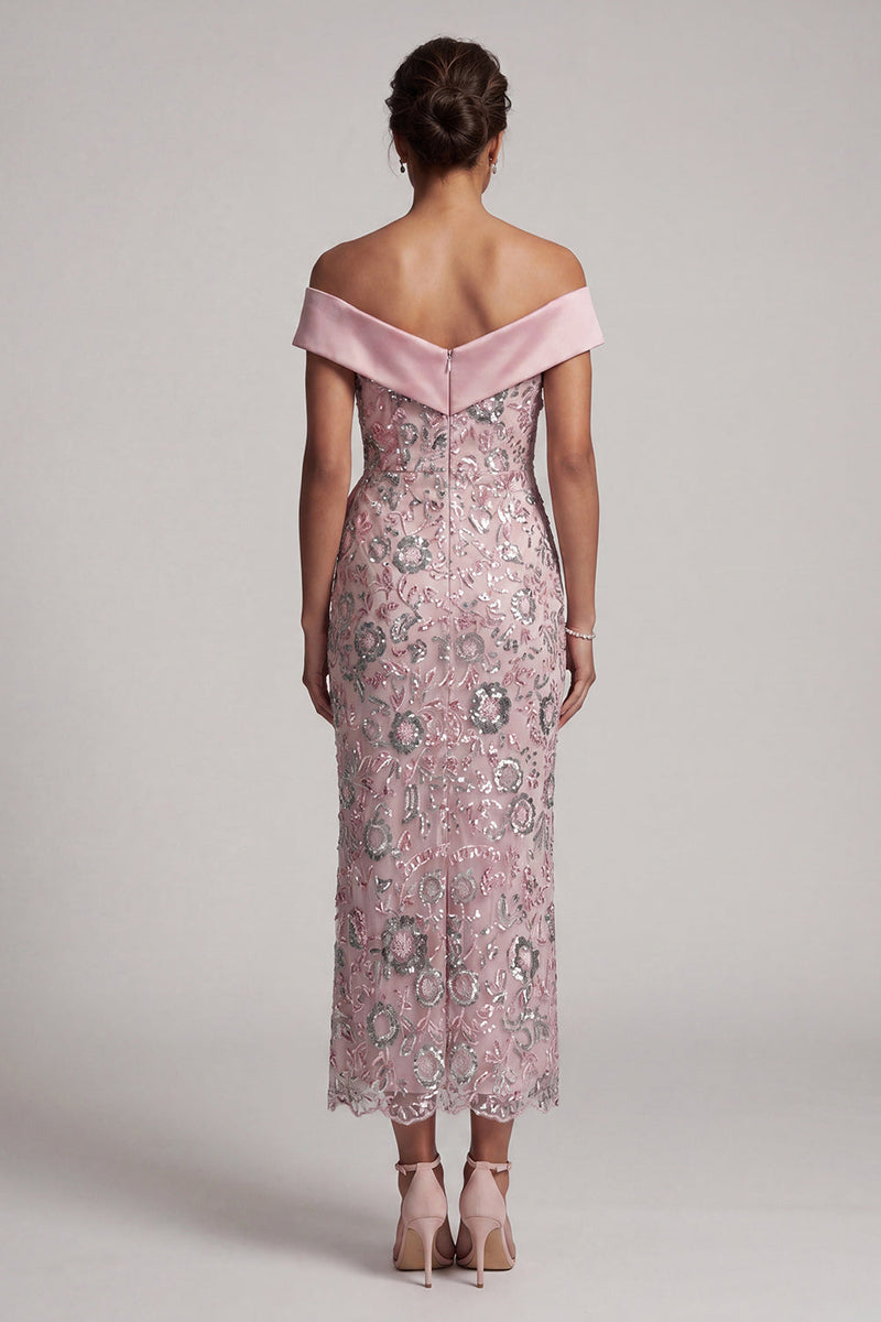 Load image into Gallery viewer, Sparkly Light Pink Sequin Sheath Ruffled Maxi Evening Dress with Sash