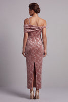 Load image into Gallery viewer, Desert Rose Velvet Floral Ruched Sheath Long Mother of the Bride Dress