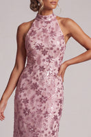 Load image into Gallery viewer, Vintage Mauve Sparkly Sequins Mermaid Floral Ruffled Long Mother of the Bride Dress