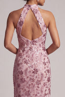 Load image into Gallery viewer, Vintage Mauve Sparkly Sequins Mermaid Floral Ruffled Long Mother of the Bride Dress