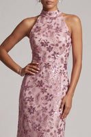 Load image into Gallery viewer, Vintage Mauve Sparkly Sequins Mermaid Floral Ruffled Long Mother of the Bride Dress