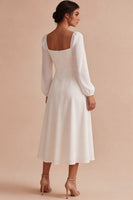 Load image into Gallery viewer, White Ruched A Line Long Sleeves Engagement Dress