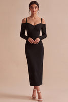 Load image into Gallery viewer, White Cold Shoulder Sheath Long Engagement Dress with Sleeves