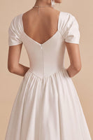 Load image into Gallery viewer, Sparkly White Square Neck A Line Maxi Engagement Dress with Rhinestones