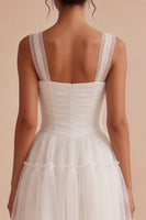 Load image into Gallery viewer, White A Line Thick Straps Tulle Corset Short Graduation Dress