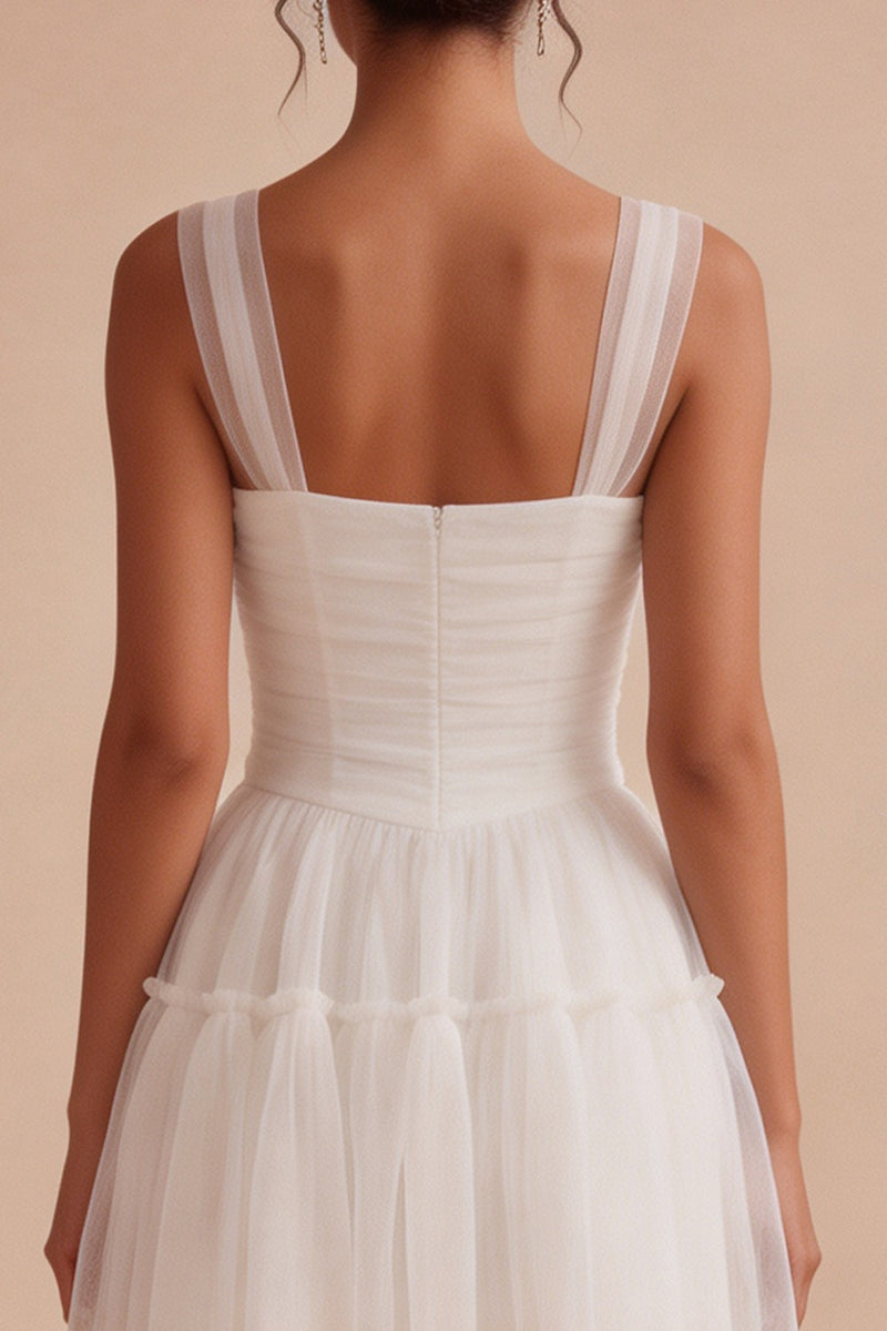Load image into Gallery viewer, White A Line Thick Straps Tulle Corset Short Graduation Dress