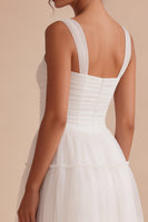 Load image into Gallery viewer, White A Line Thick Straps Tulle Corset Short Graduation Dress
