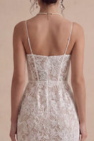 Load image into Gallery viewer, Lace White Bodycon Floral Corset Midi Engagement Dress with Slit
