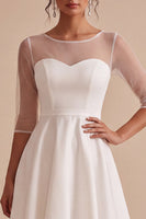 Load image into Gallery viewer, White Ruffled A Line High-Low Engagement Dress with Sleeves