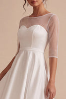 Load image into Gallery viewer, White Ruffled A Line High-Low Engagement Dress with Sleeves