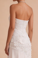 Load image into Gallery viewer, Floral White Strapless Asymmetrical Engagement Dress