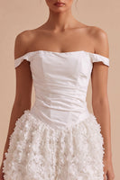 Load image into Gallery viewer, White Corset A Line Short Ruched Graduation Dress with 3D Flower