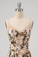 Load image into Gallery viewer, Corset Sparkly Light Khaki Tight Floral Short Cocktail Dress with Sequins
