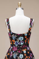 Load image into Gallery viewer, Black A Line Sparkly Floral Sequin Short Cocktail Dress