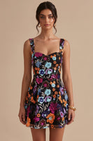 Load image into Gallery viewer, Black A Line Sparkly Floral Sequin Short Cocktail Dress