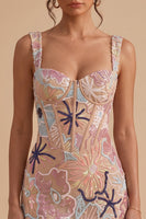 Load image into Gallery viewer, Sparkly Pink Corset Floral Tight Short Cocktail Dress with Sequins