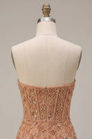 Load image into Gallery viewer, Champagne Tight Corset Sparkly Sequin Short Cocktail Dress with Pearls