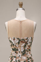 Load image into Gallery viewer, Corset Sparkly Light Khaki Floral Bodycon Short Cocktail Dress with Sequins