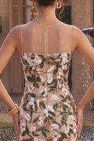 Load image into Gallery viewer, Corset Sparkly Light Khaki Floral Bodycon Short Cocktail Dress with Sequins