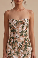 Load image into Gallery viewer, Corset Sparkly Light Khaki Floral Bodycon Short Cocktail Dress with Sequins