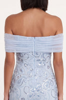 Load image into Gallery viewer, Sky Blue Sparkly Ruffled Tiered Floral Tight Short Cocktail Dress with Sequins