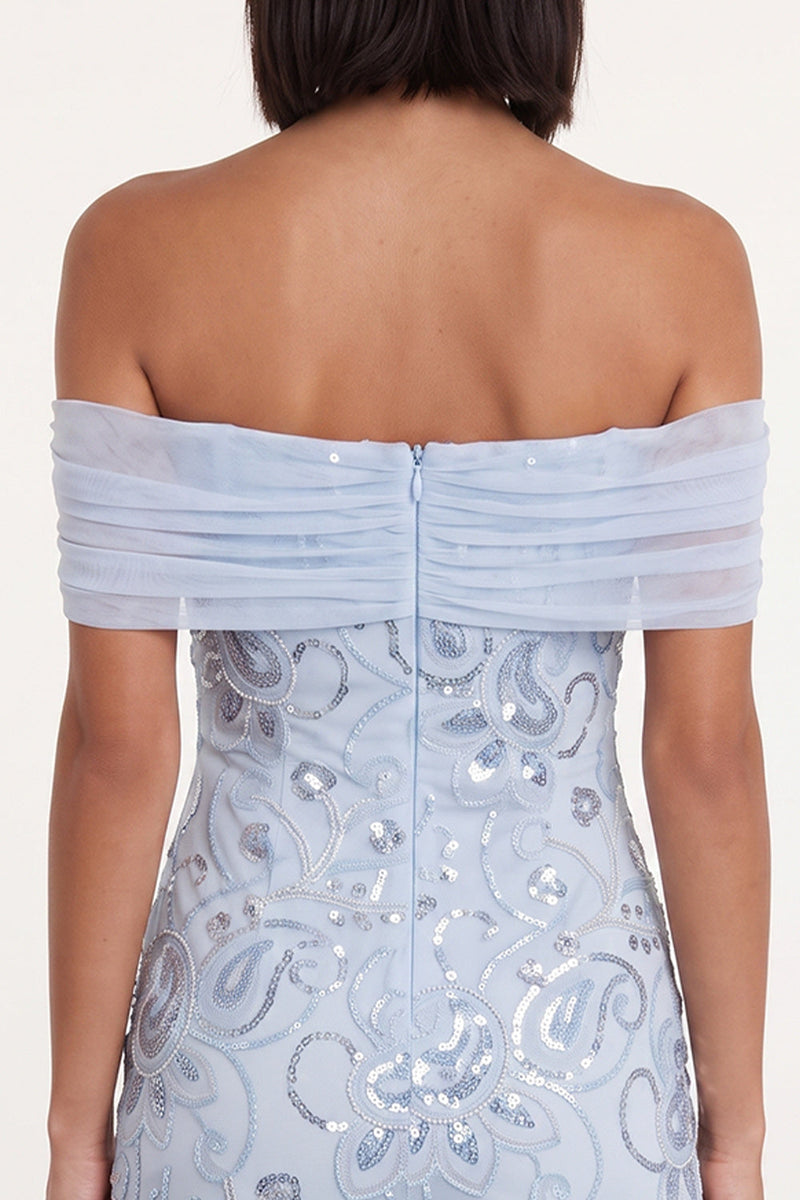 Load image into Gallery viewer, Sky Blue Sparkly Ruffled Tiered Floral Tight Short Cocktail Dress with Sequins