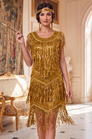 Load image into Gallery viewer, Sparkly Royal Blue Bodycon Sequin Tiered Fringed Midi 1920s Dress