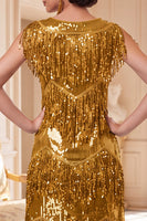 Load image into Gallery viewer, Sparkly Royal Blue Bodycon Sequin Tiered Fringed Midi 1920s Dress