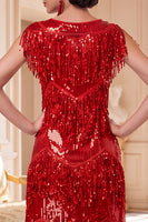 Load image into Gallery viewer, Sparkly Royal Blue Bodycon Sequin Tiered Fringed Midi 1920s Dress
