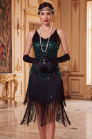 Load image into Gallery viewer, Apricot Bodycon Sparkly Fringed Sequin Beaded Midi 1920s Dress